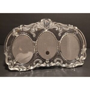 Mikasa Picture Frame Triple Oval Princess Wedding Photo Frame Crystal 13"x8"